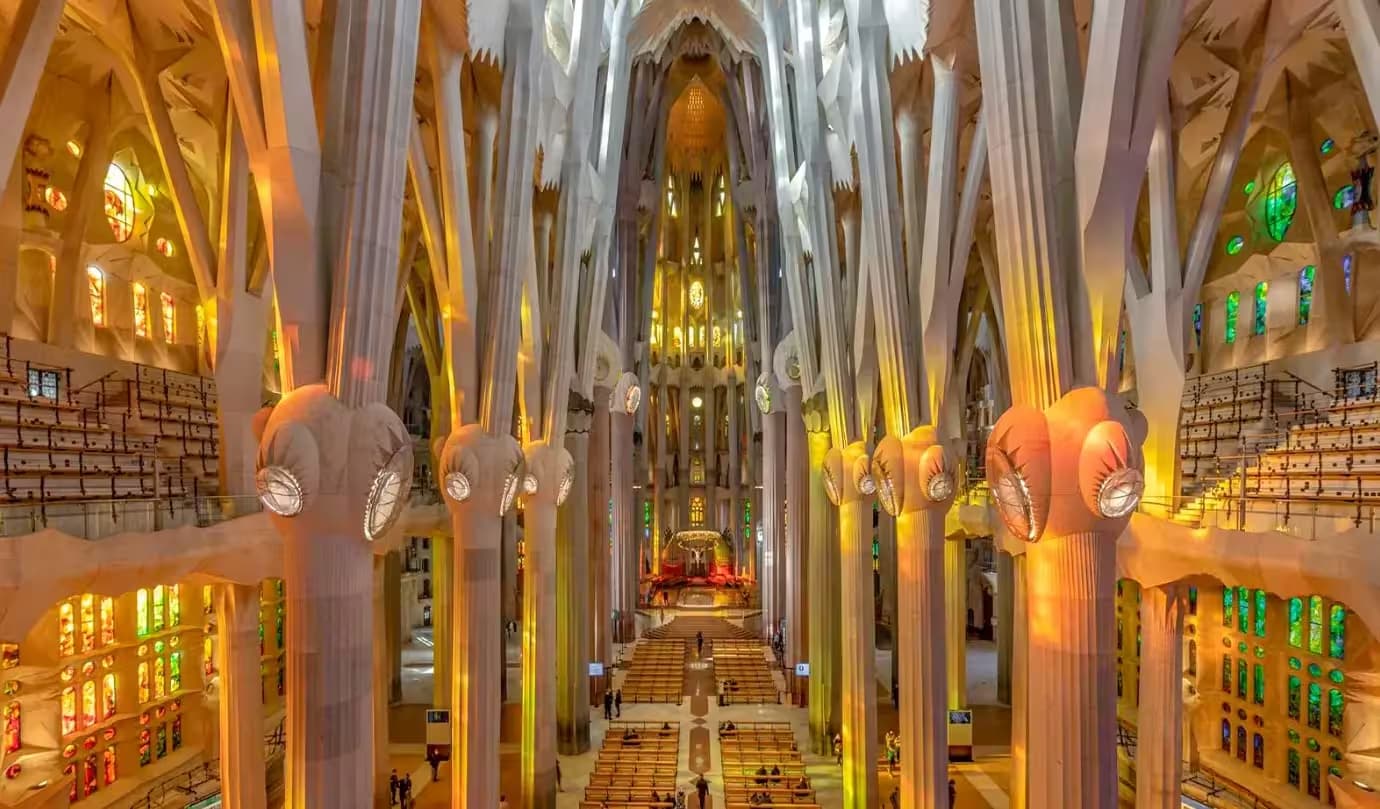 Sagrada Familia architectural details and facade